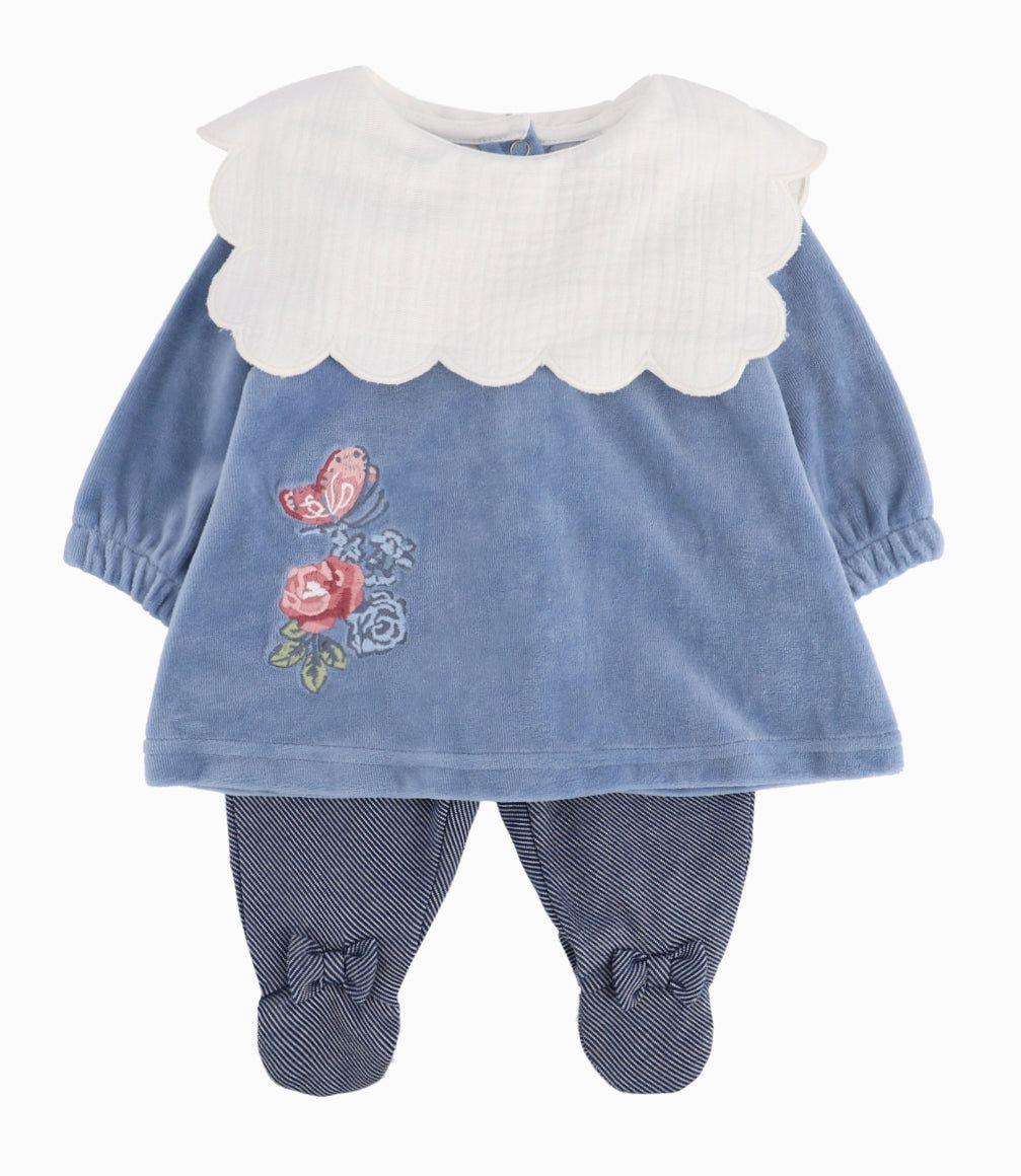 Conjunto Cuello Bobo Recién Nacida Celeste Limonada-0