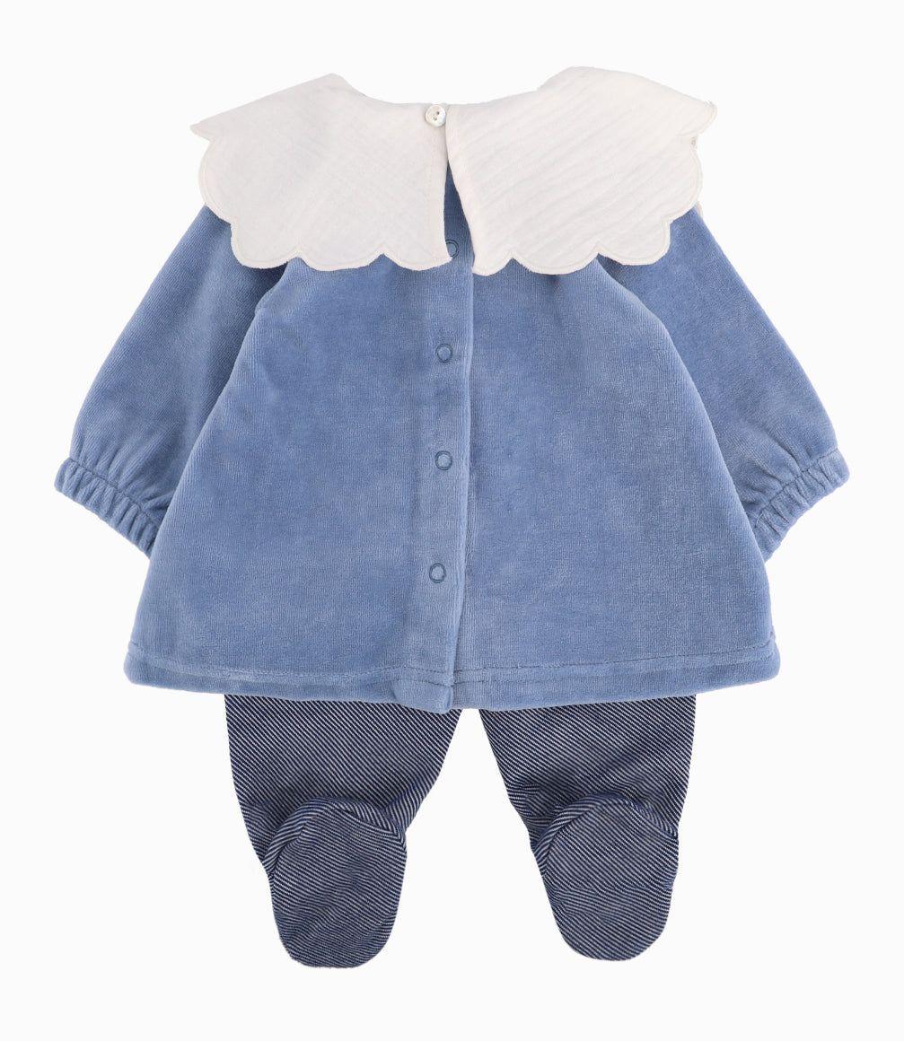 Conjunto Cuello Bobo Recién Nacida Celeste Limonada-1