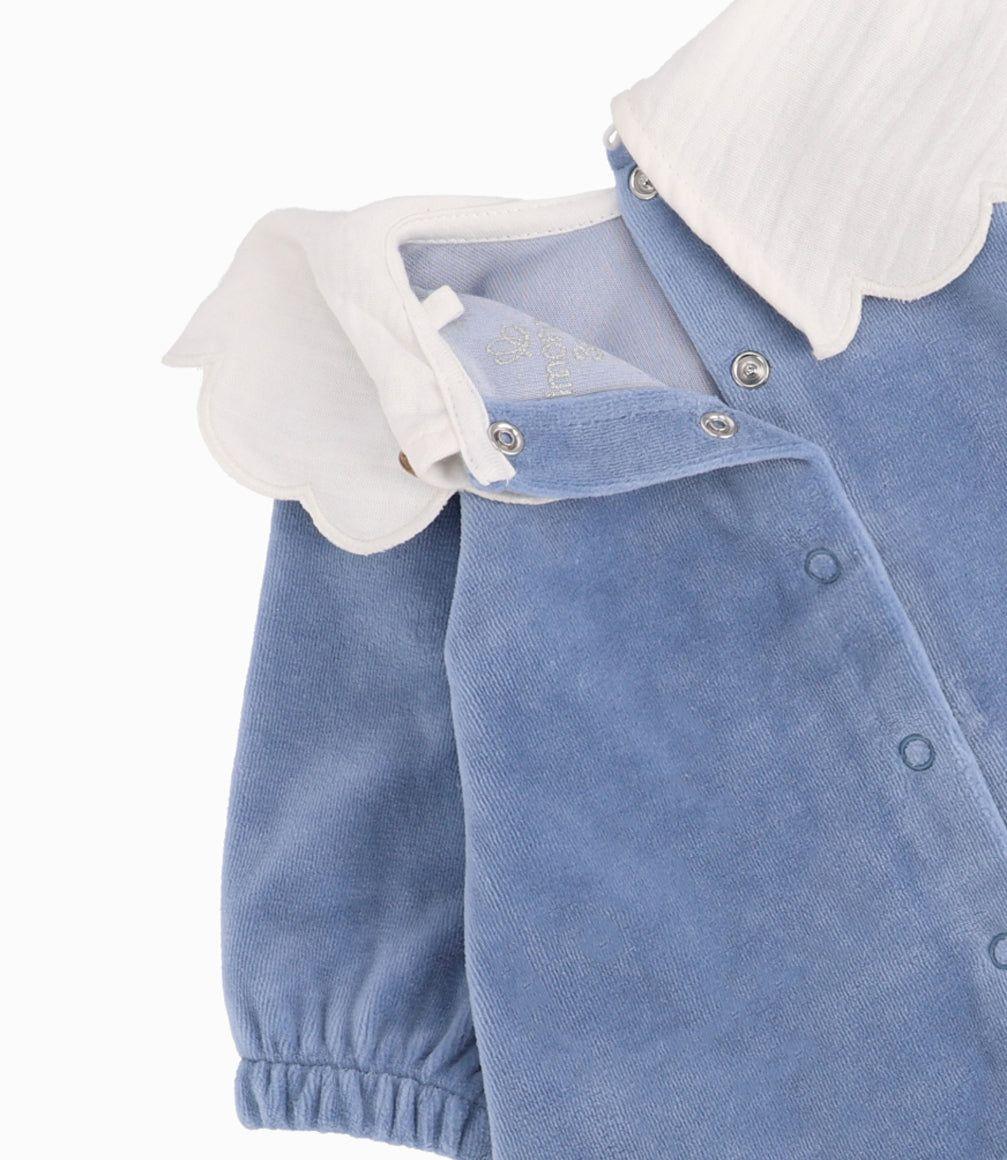 Conjunto Cuello Bobo Recién Nacida Celeste Limonada-2