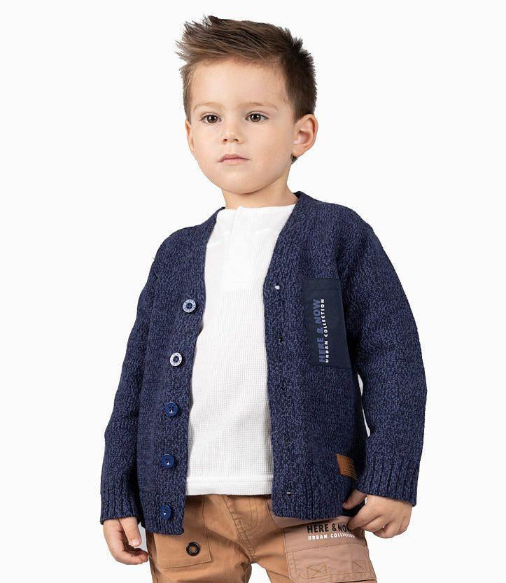Chaleco Bebé Niño Cardigan Black And Blue Azul Piedra-0