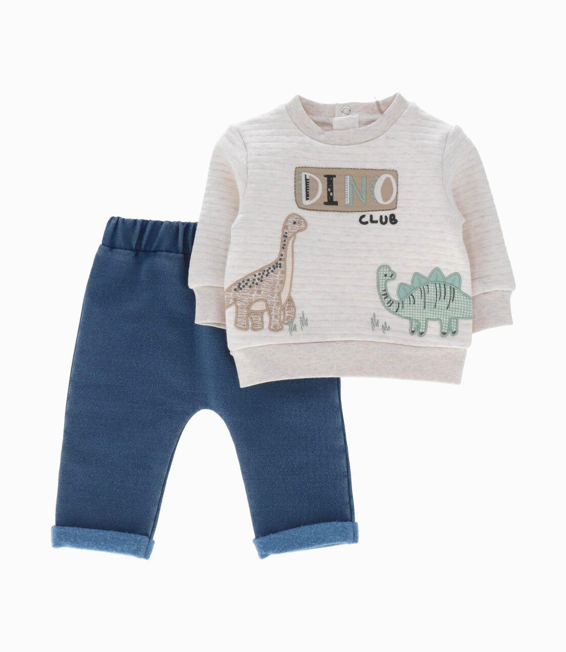 Conjunto recién nacido dino club beige 4 Kids-0