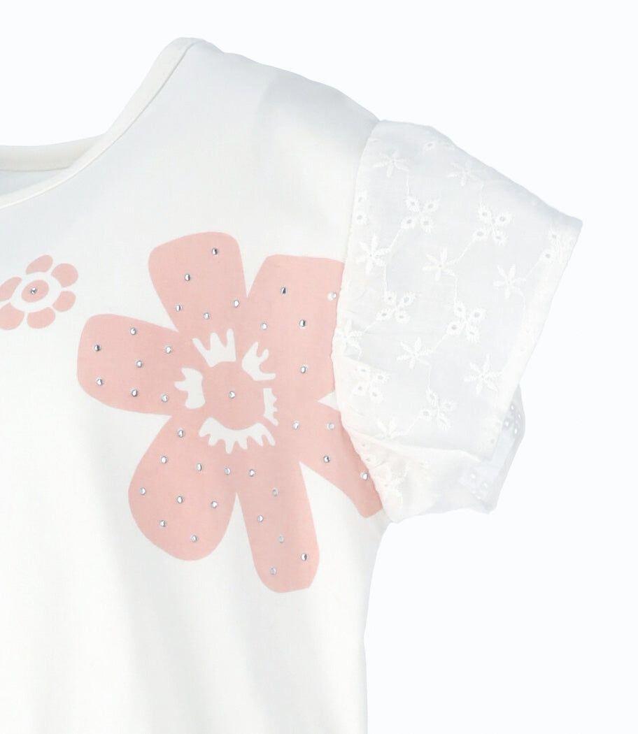 Polera manga corta niña con vuelos crudo Limonada-3