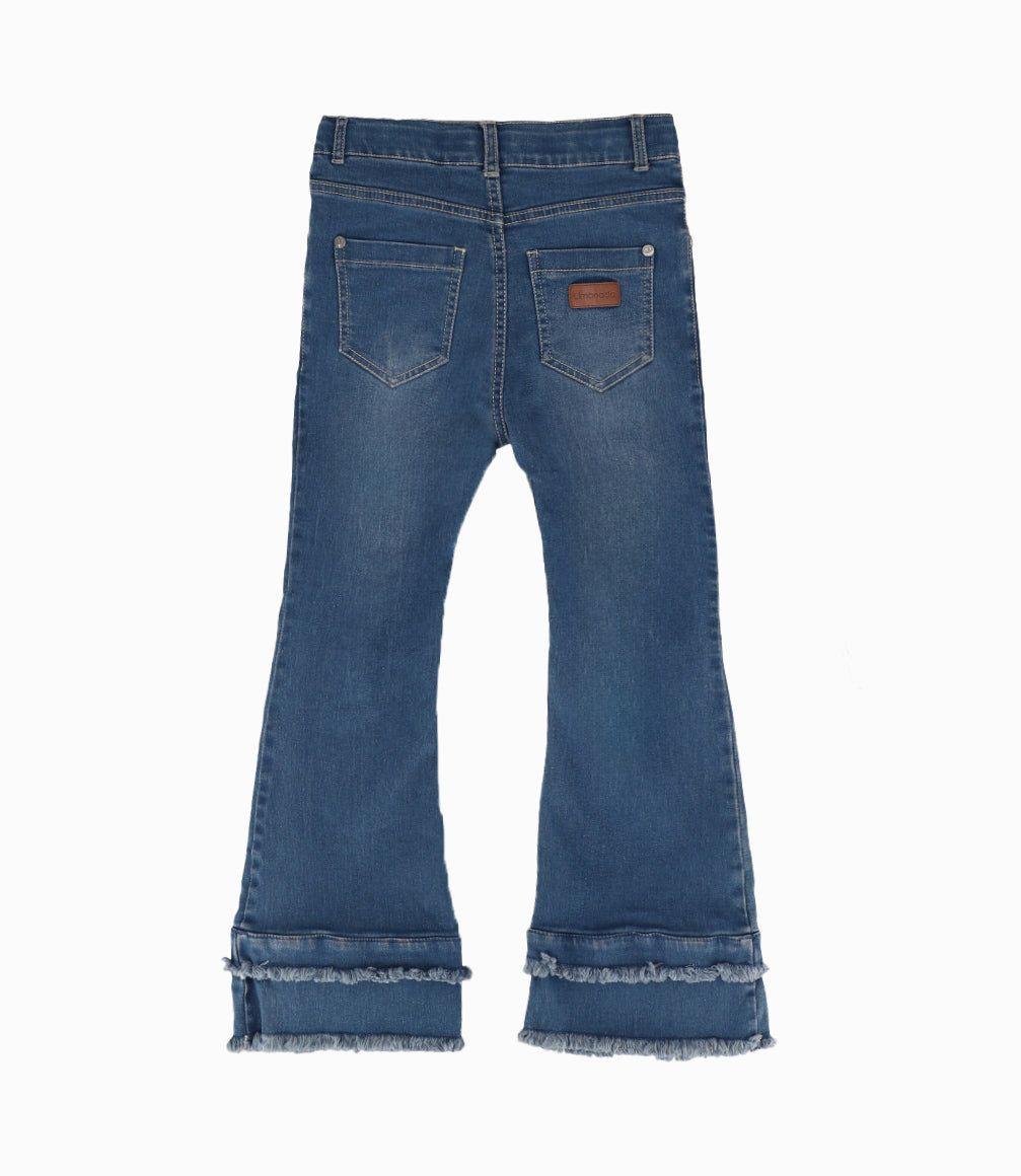 Jeans niña con plumas y brillos azul marino Limonada-2