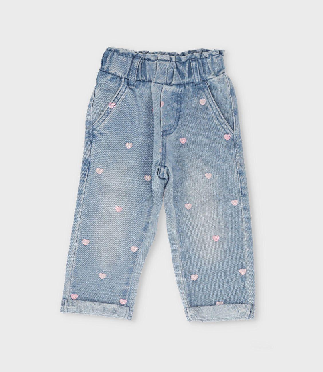 Jeans bebé con corazones celeste Limonada-0
