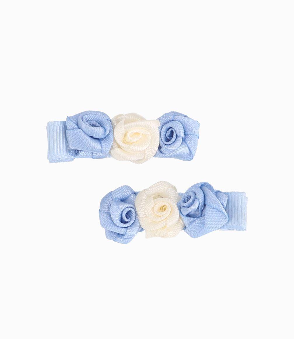 Set 2 Pinches Con Rosas Recién Nacida Celeste Limonada-0