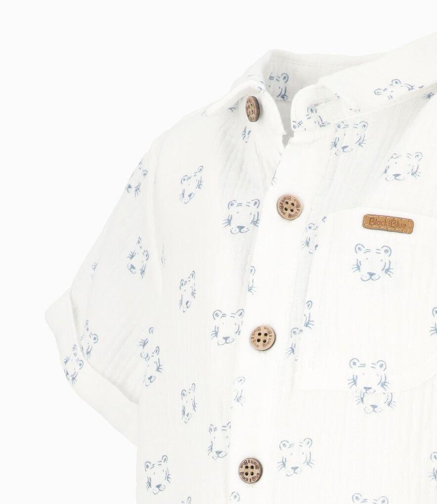 Camisa manga corta bebé con tigres crudo Black and Blue-2