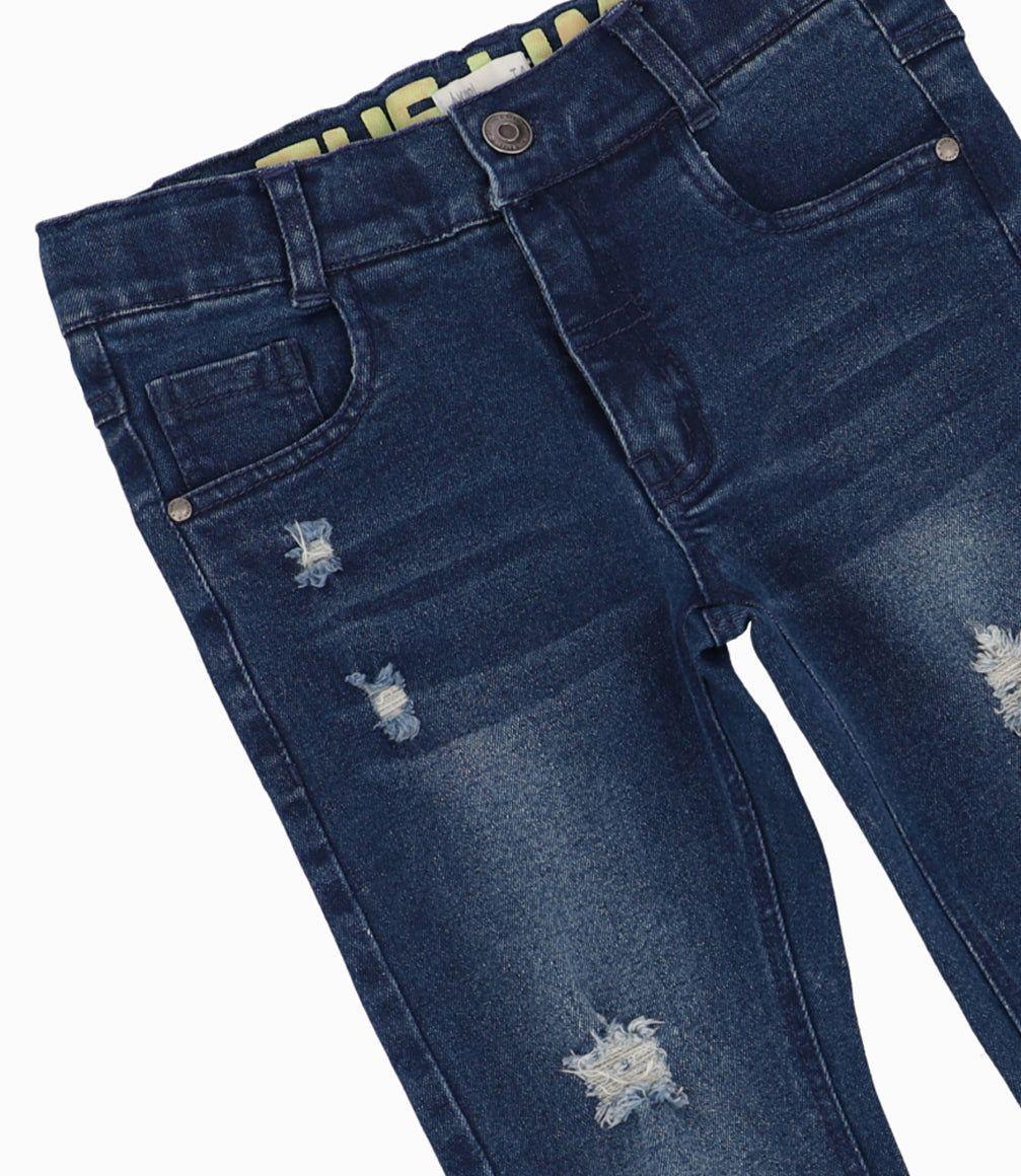 Jeans Niño Detalles Rasgados Denim Azul 4 Kids-10