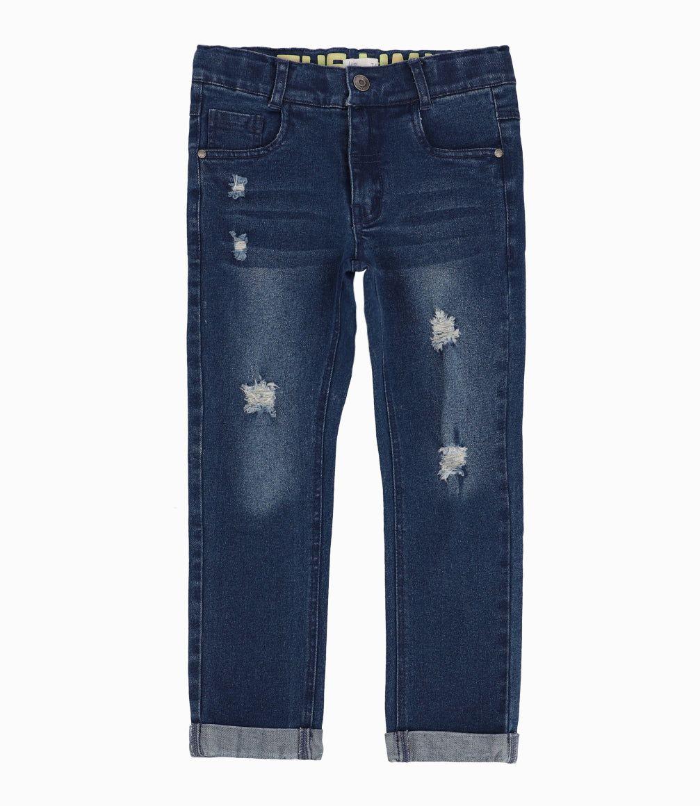 Jeans Niño Detalles Rasgados Denim Azul 4 Kids-3