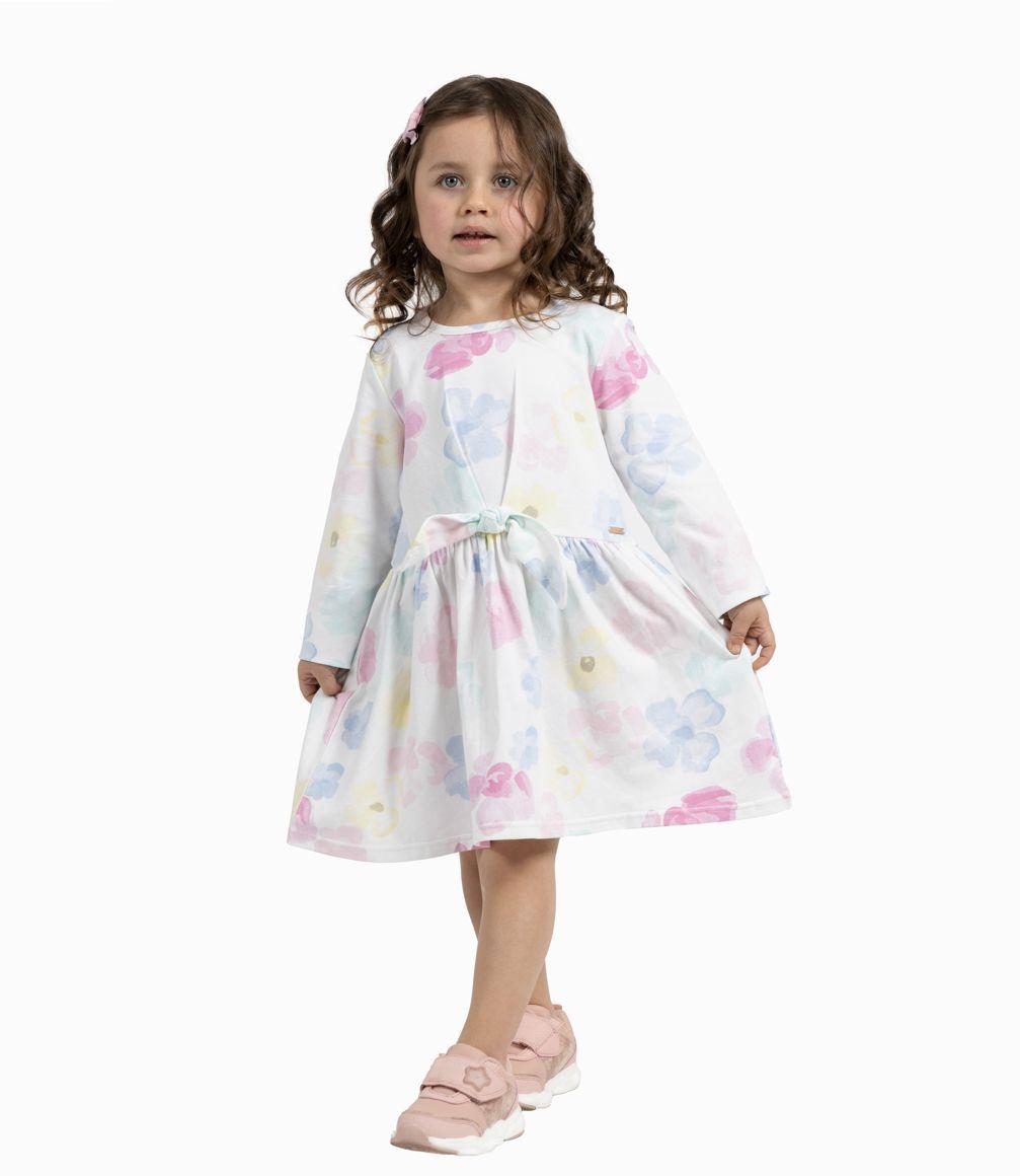 Vestido Con Nudo Niña Algodón Blanco 4 Kids-0