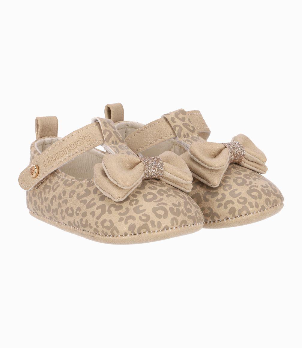 Bailarina Recién Nacida Animal Print Y Lazo Limonada Beige-0