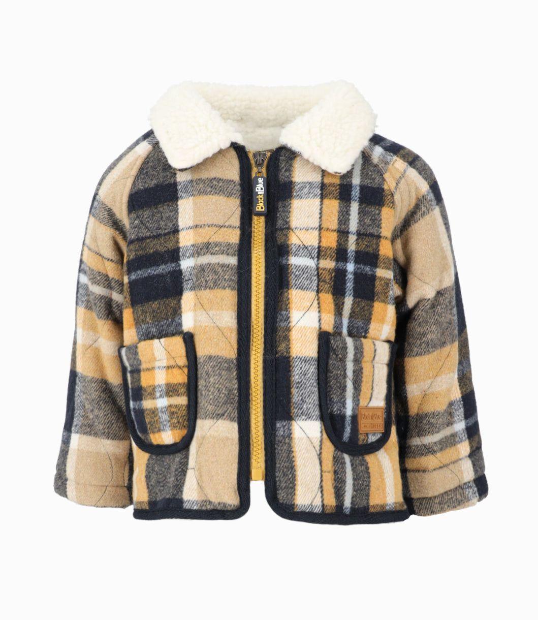 Abrigo bebés cuadrillé mostaza Black and Blue-0
