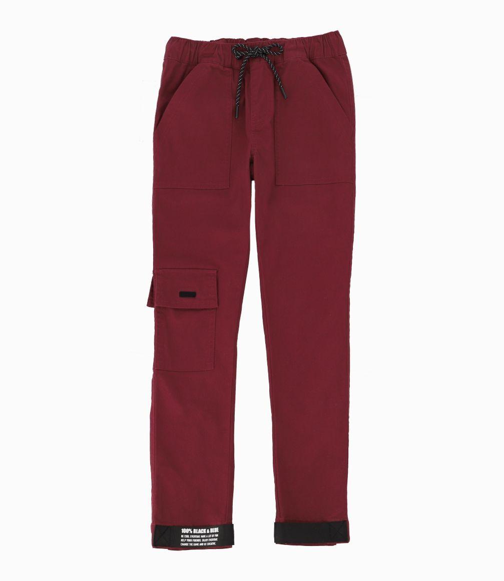 Pantalón Niño Cargo Black and Blue Burdeo-0