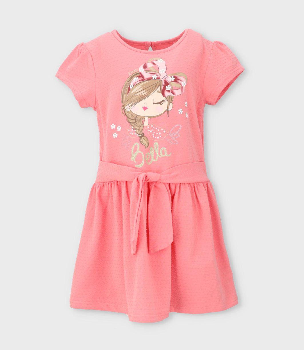 Vestido niña con puntos y estampado coral Limonada-0