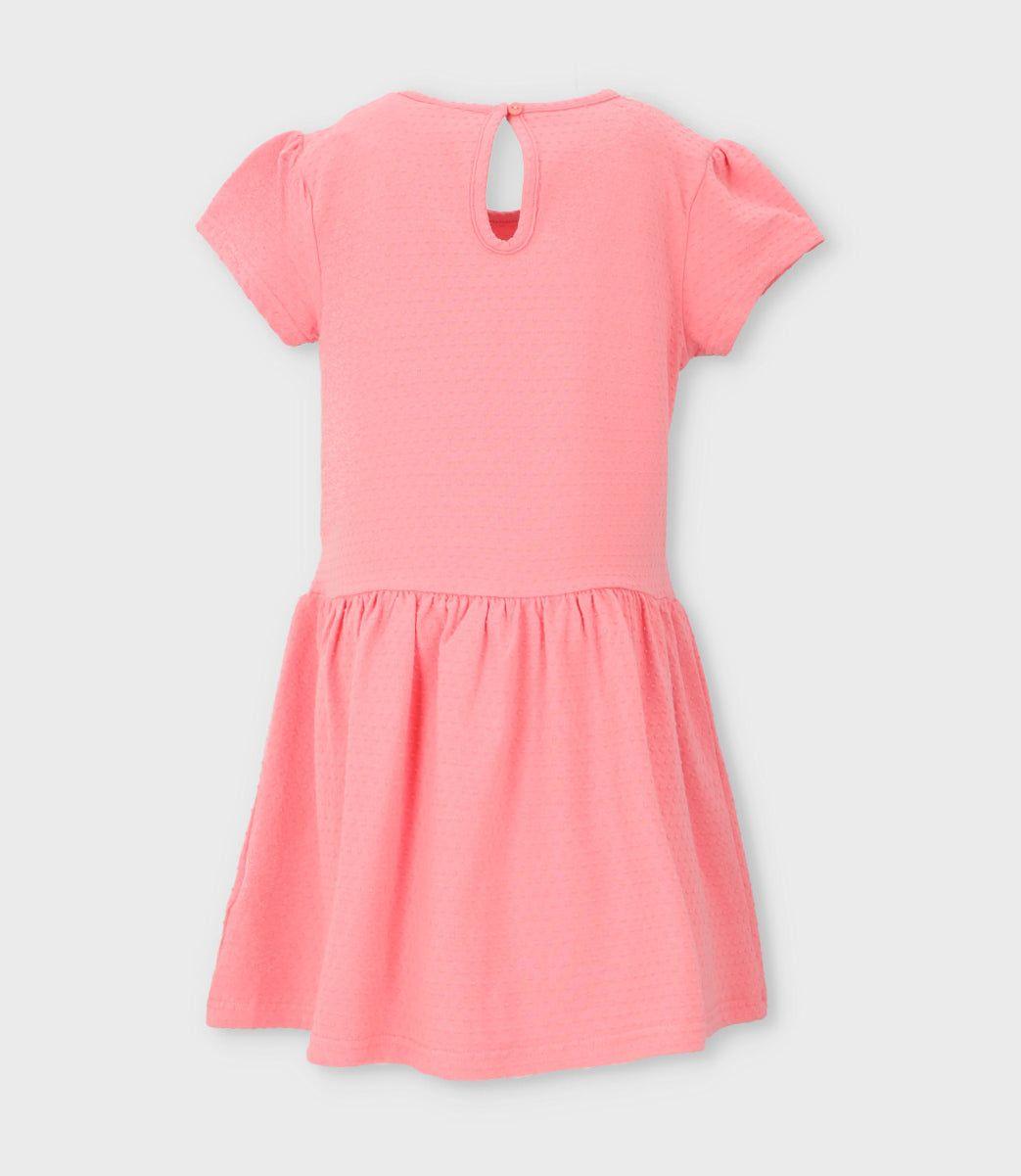Vestido niña con puntos y estampado coral Limonada-1