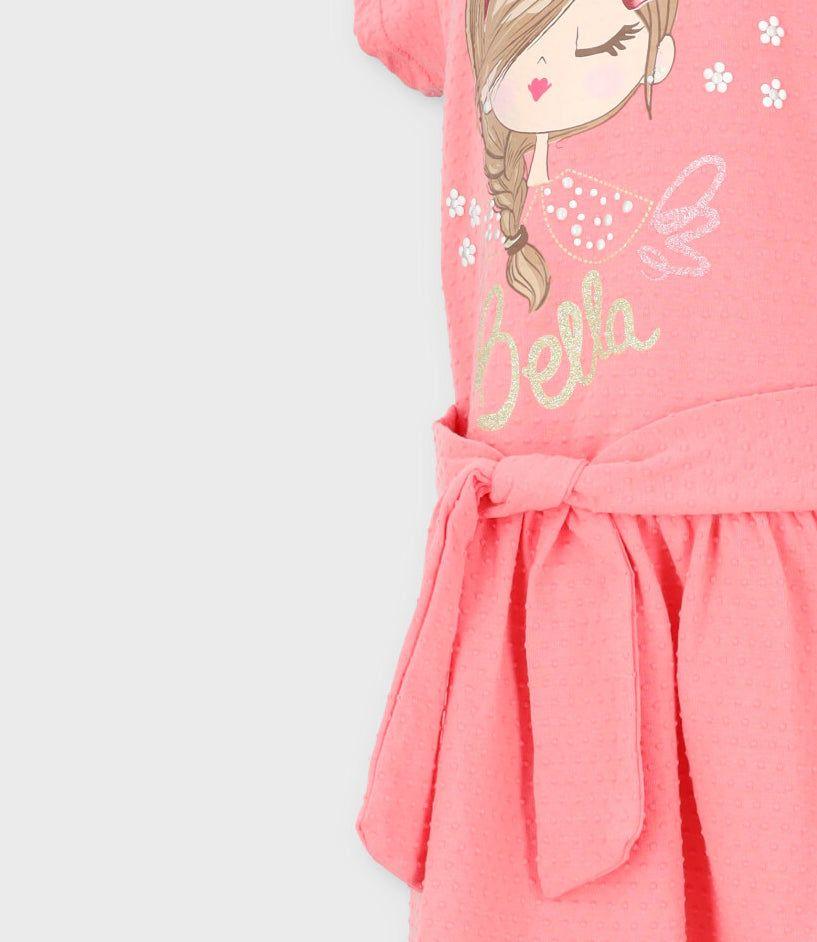 Vestido niña con puntos y estampado coral Limonada-2