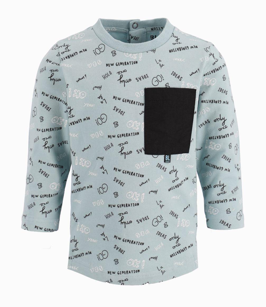 Polera Bebé Niño Estampada Con Bosillo B&B Celeste-1