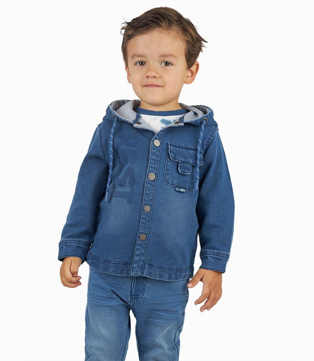 Camisa Bebé Niño Con Gorro Denim Azul-0