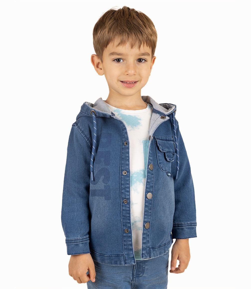 Camisa Bebé Niño Con Gorro Denim Azul-5
