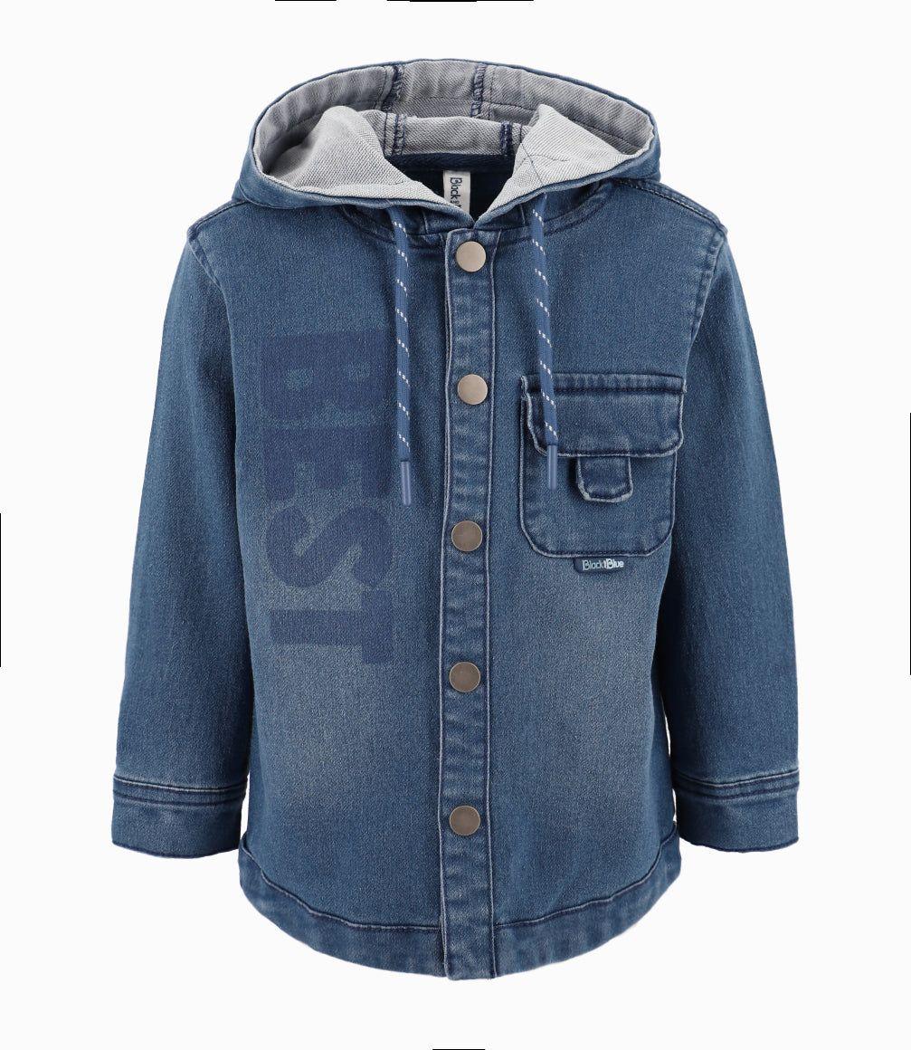 Camisa Bebé Niño Con Gorro Denim Azul-8