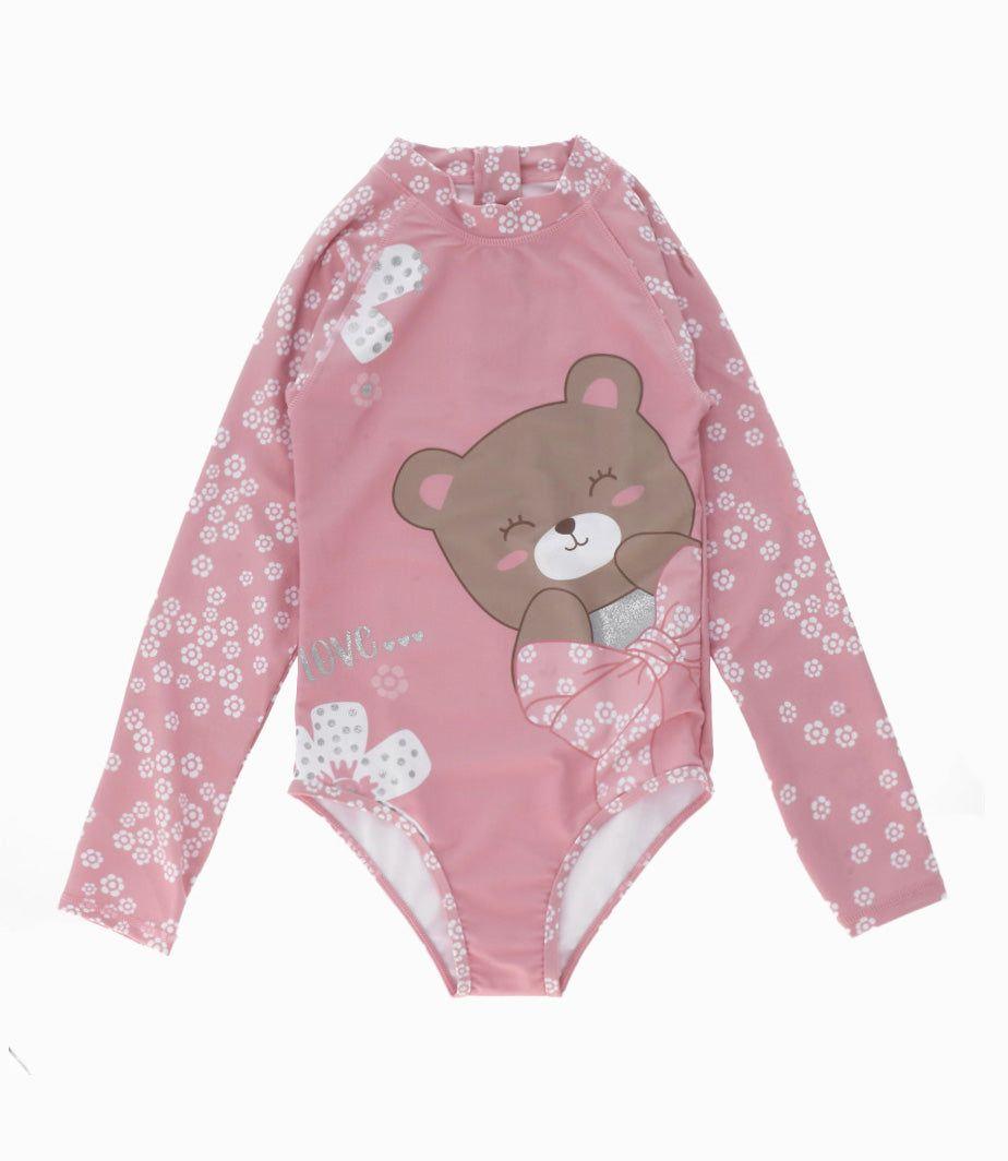 Traje de baño niña con osito rosado Limonada-0