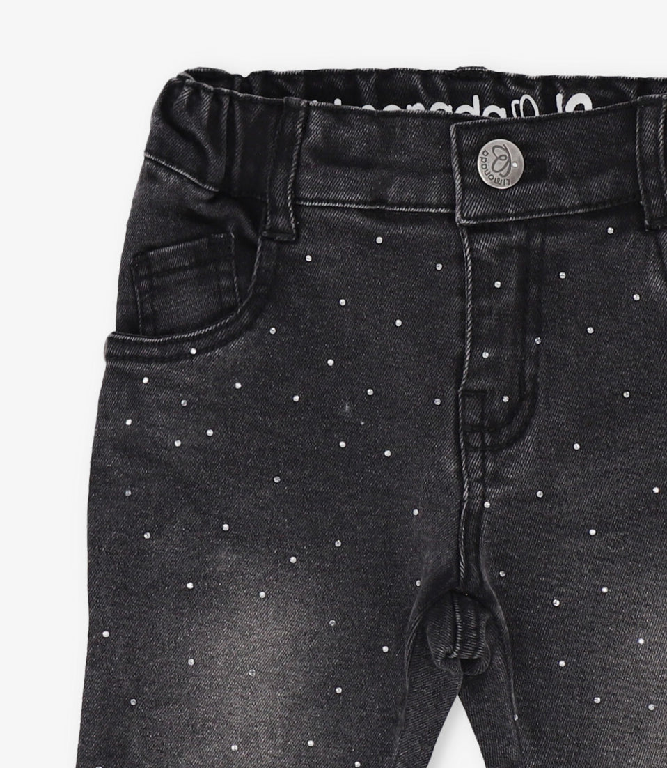 Jeans bebé con flores denim gris Limonada-2