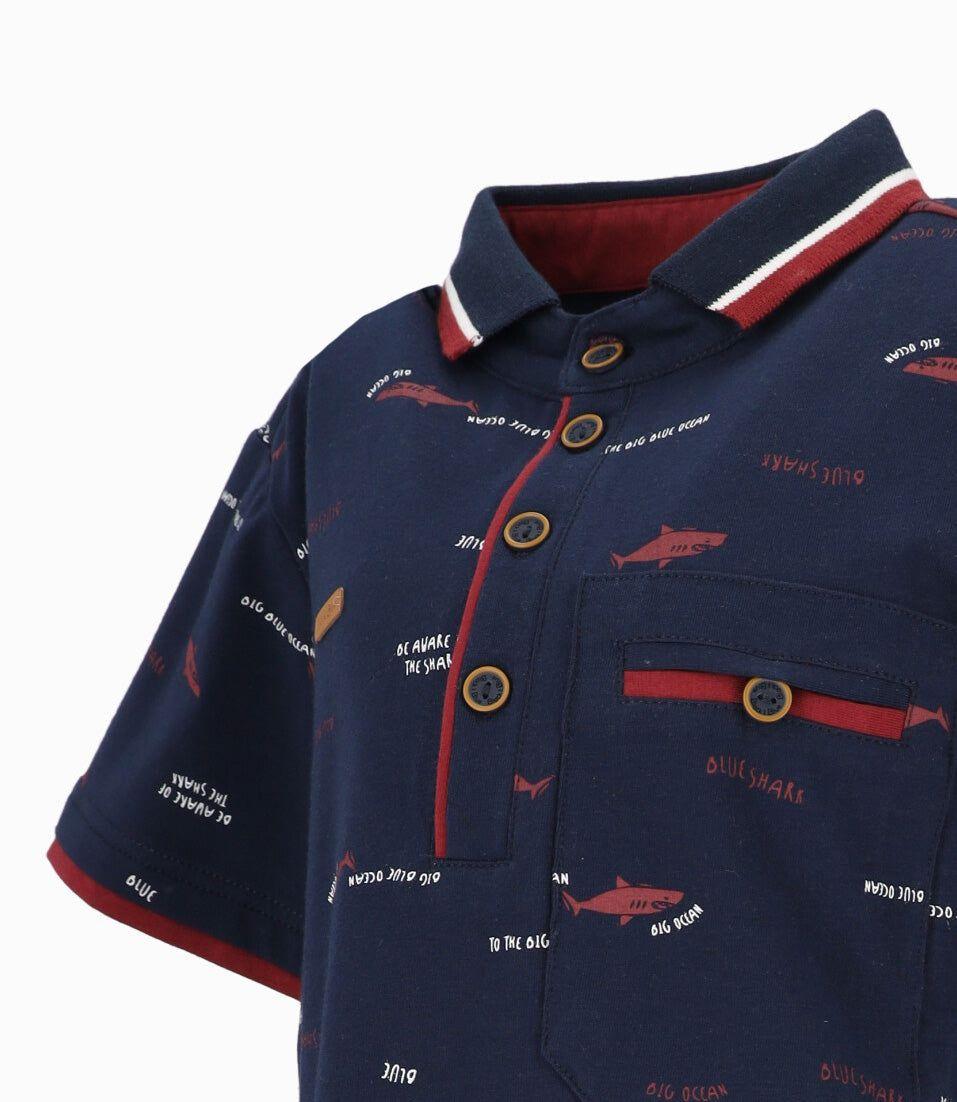 Polera manga corta niño con tiburones azul  Black and Blue-3