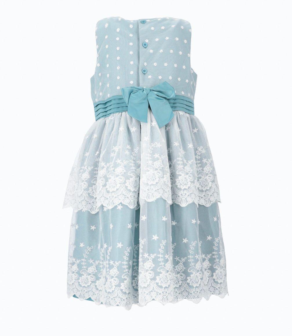 Vestido niña de tul bordado turquesa Limonada-2