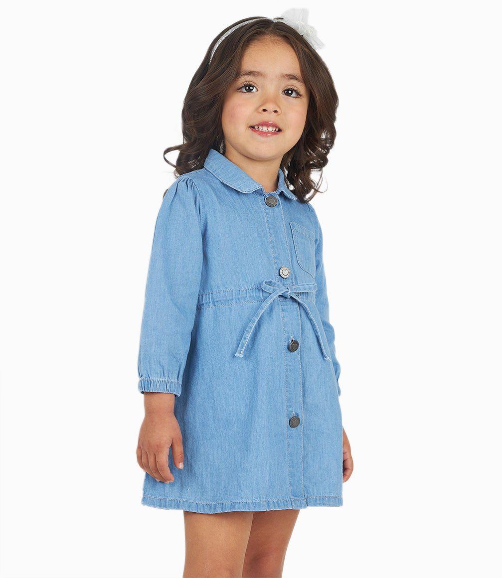 Vestido Bebé Niña Con Lazo Denim Celeste 4 Kids-0