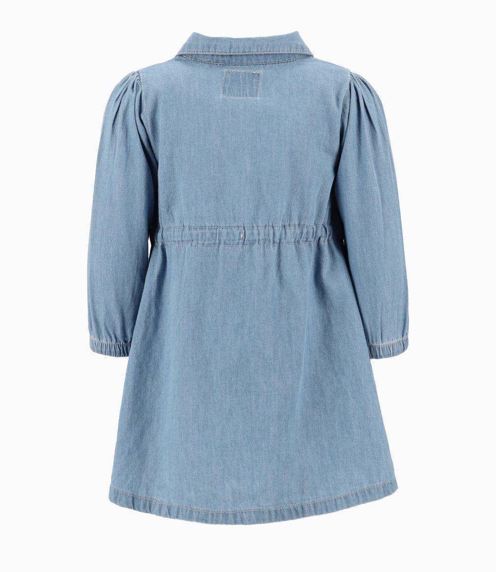 Vestido Bebé Niña Con Lazo Denim Celeste 4 Kids-3