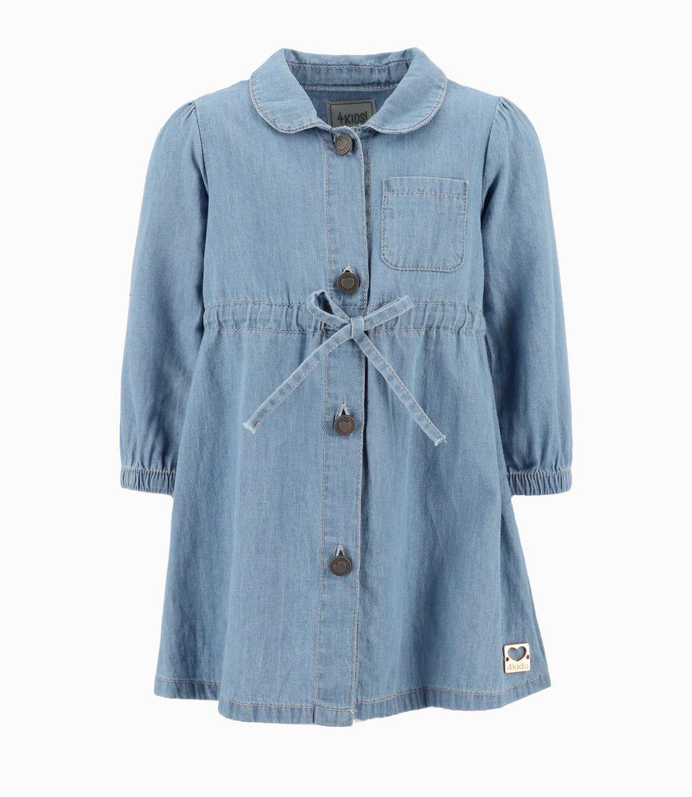 Vestido Bebé Niña Con Lazo Denim Celeste 4 Kids-5