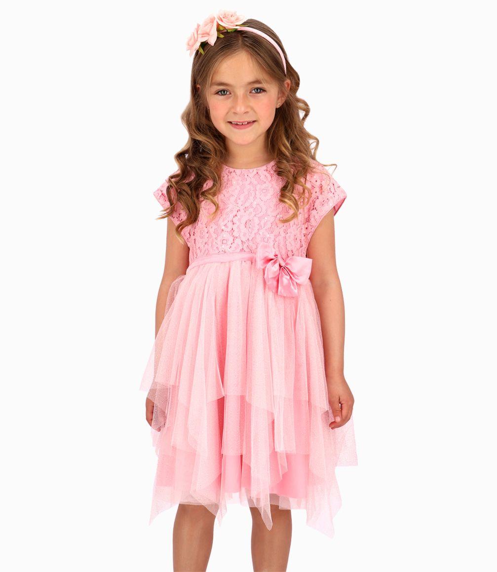 Vestido Con Tul Niña Rosado Limonada-0