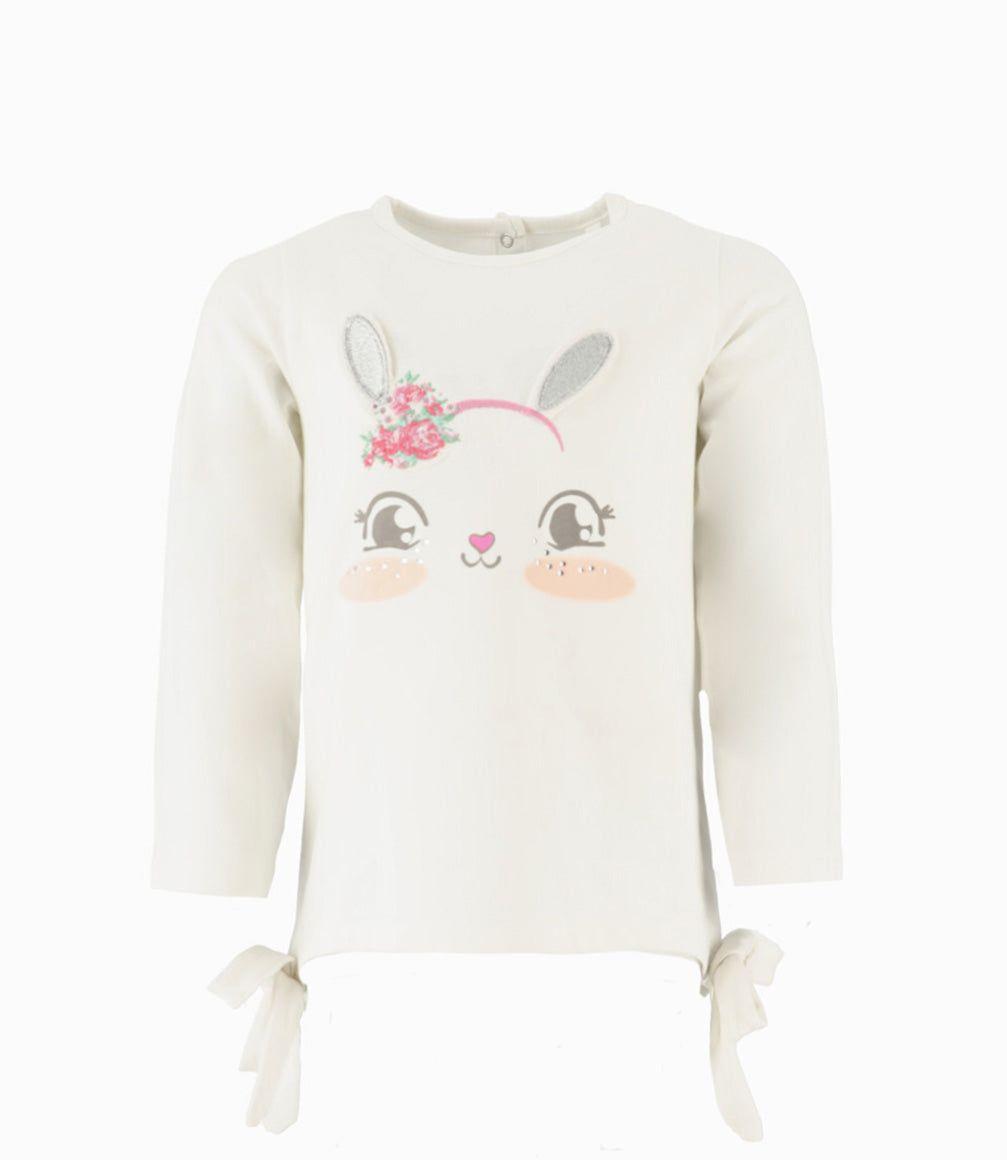 Polera niña con conejo y lazos blanco Limonada-0