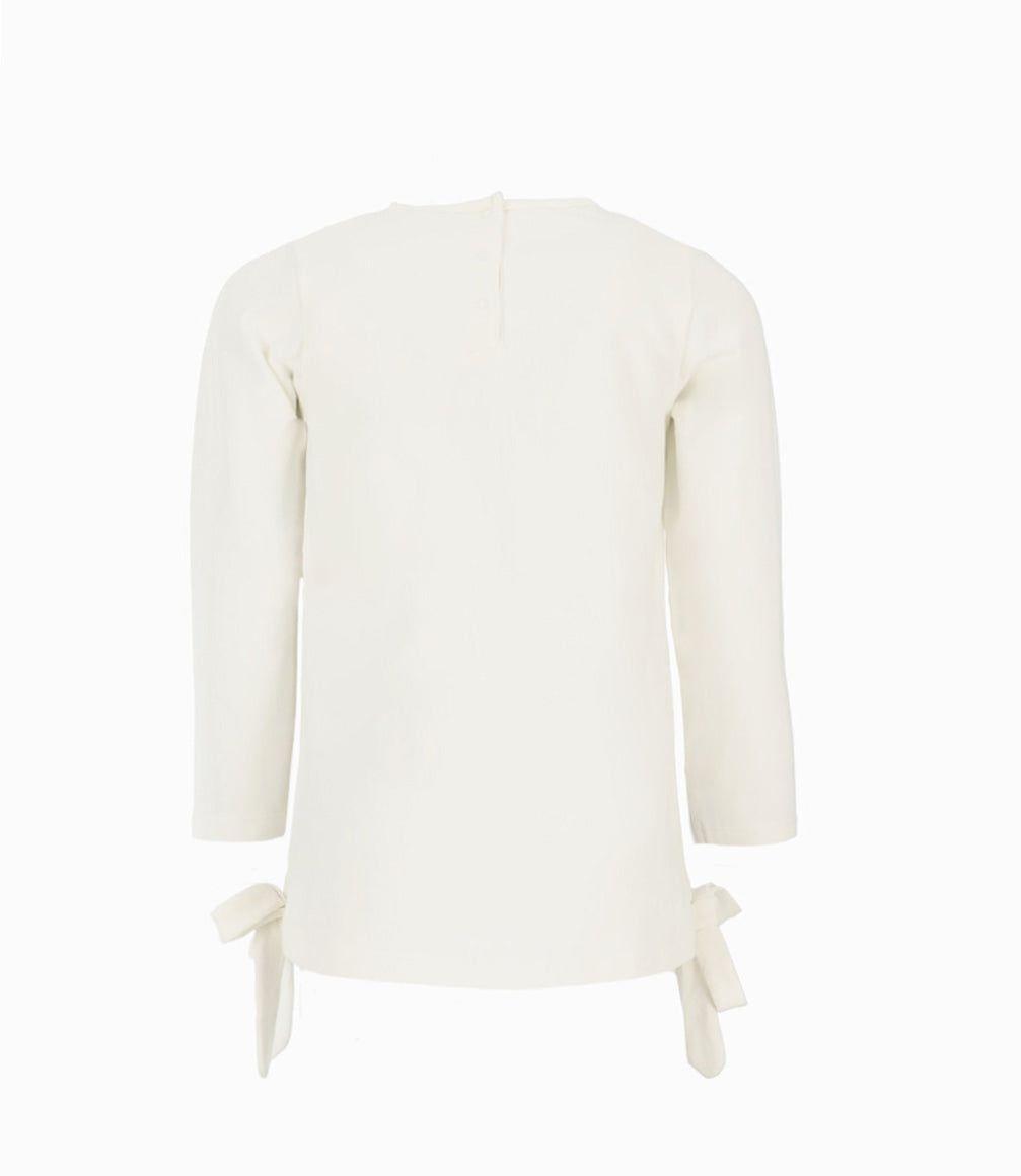 Polera niña con conejo y lazos blanco Limonada-1