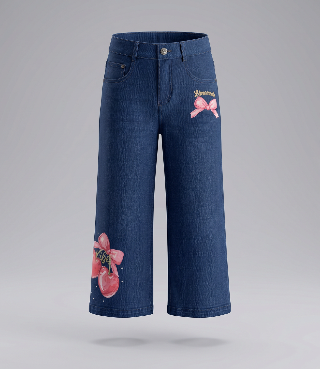 Jeans niña wide leg cherry L11111270409 denim azul Limonada-0