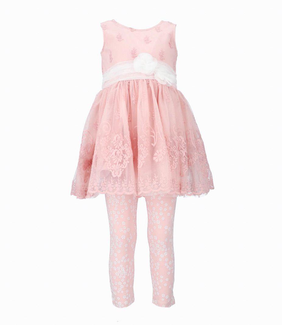 Conjunto niña de vestido y calzas rosado Limonada-1