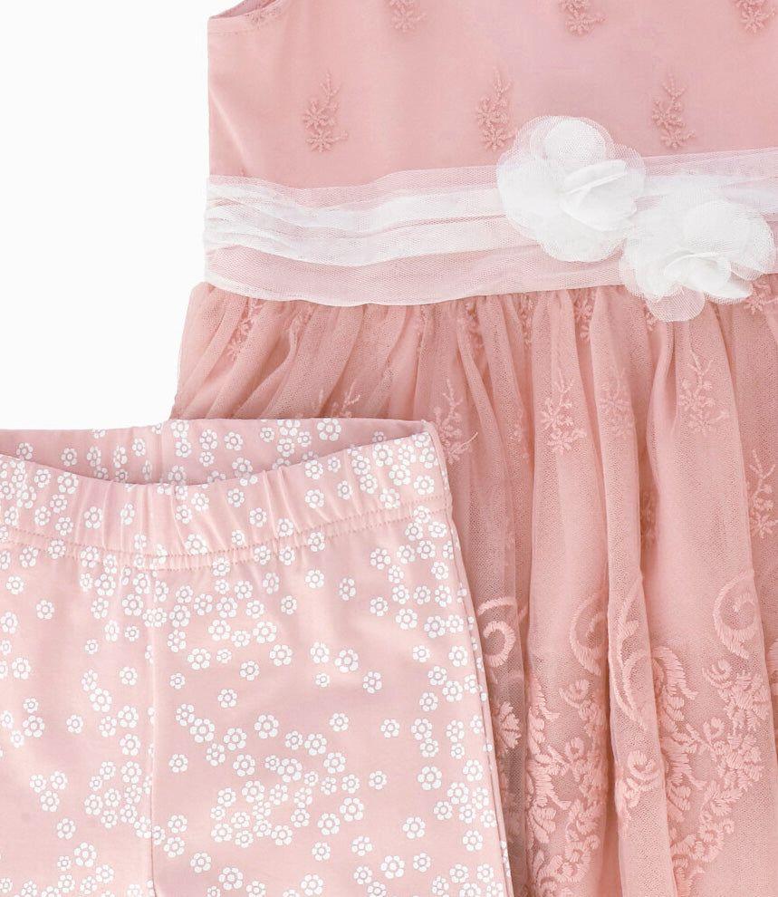 Conjunto niña de vestido y calzas rosado Limonada-4