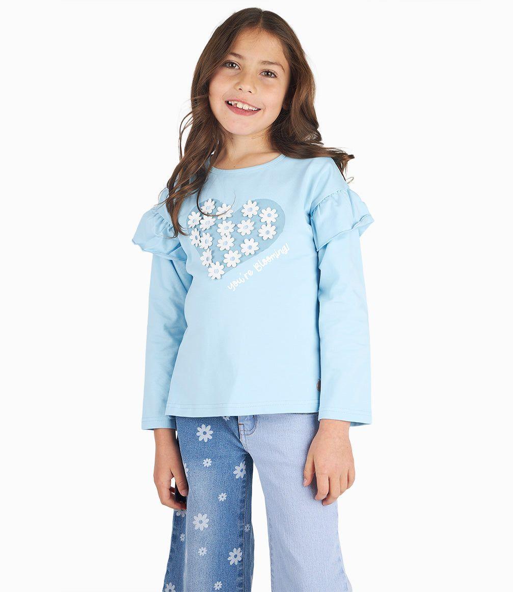 Polera Niña Con Estampado Celeste 4 Kids-12