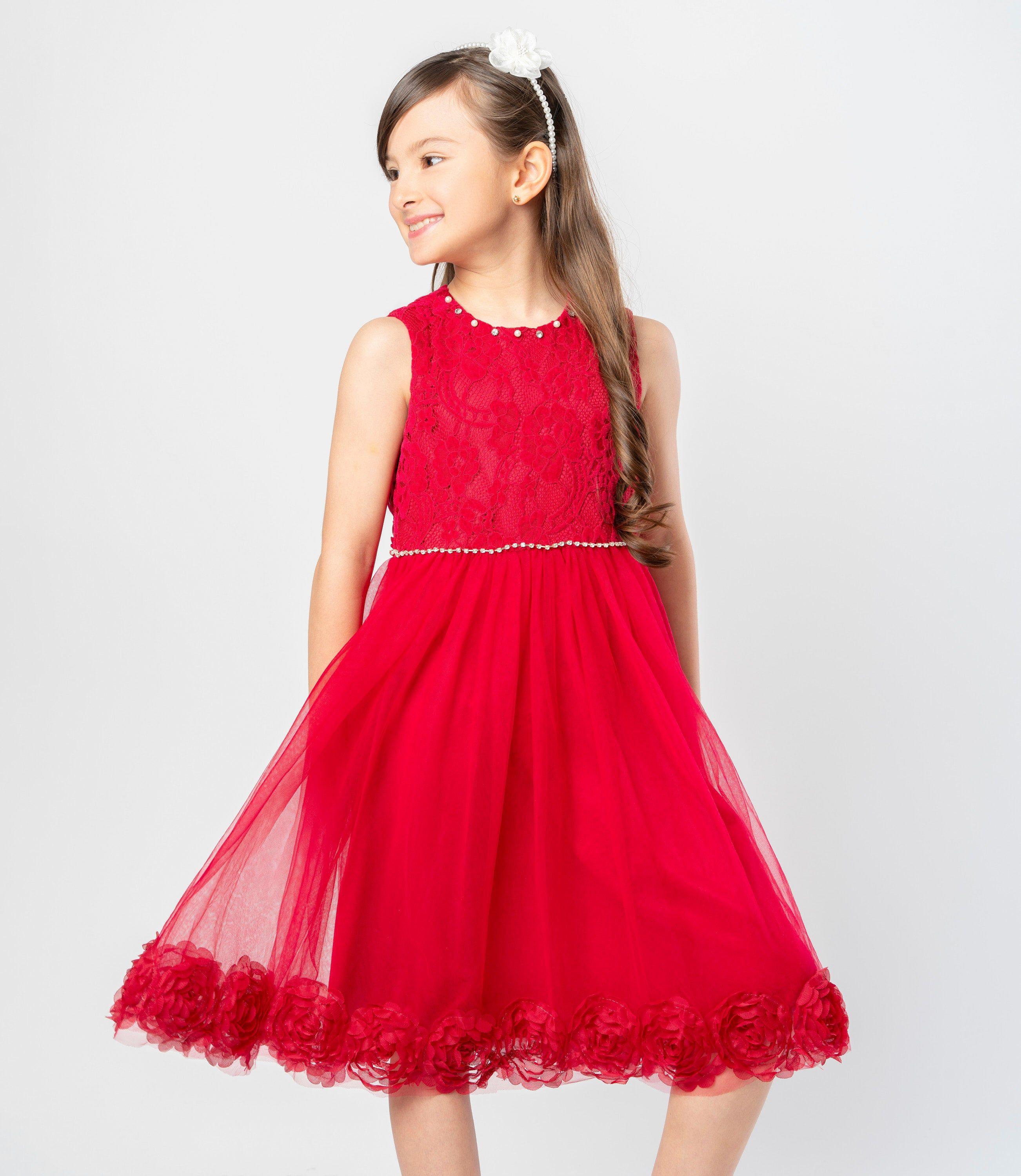 Vestido niña con flores rojo Limonada-0