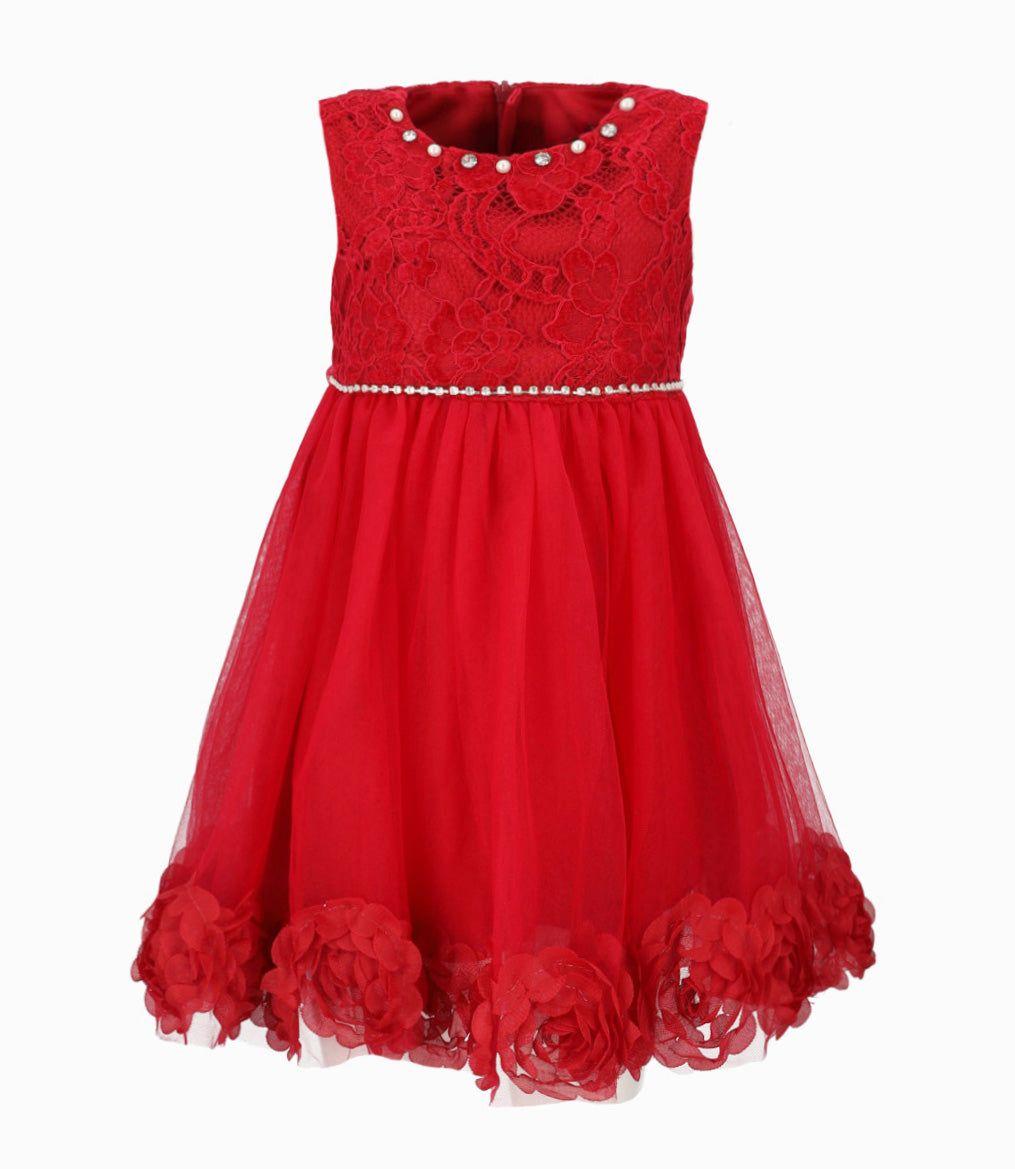 Vestido niña con flores rojo Limonada-1