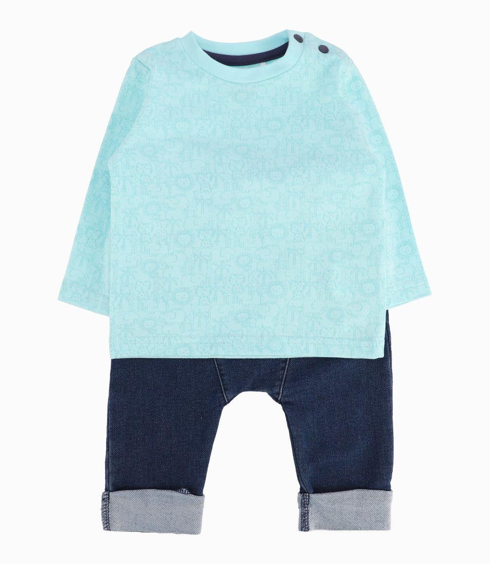 Conjunto Recién Nacido Con Animales Turquesa-9