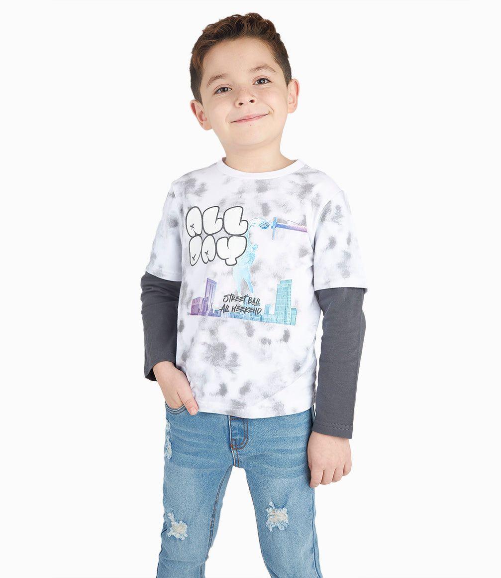 Polera Niño Con Estampado Gris 4 Kids-6