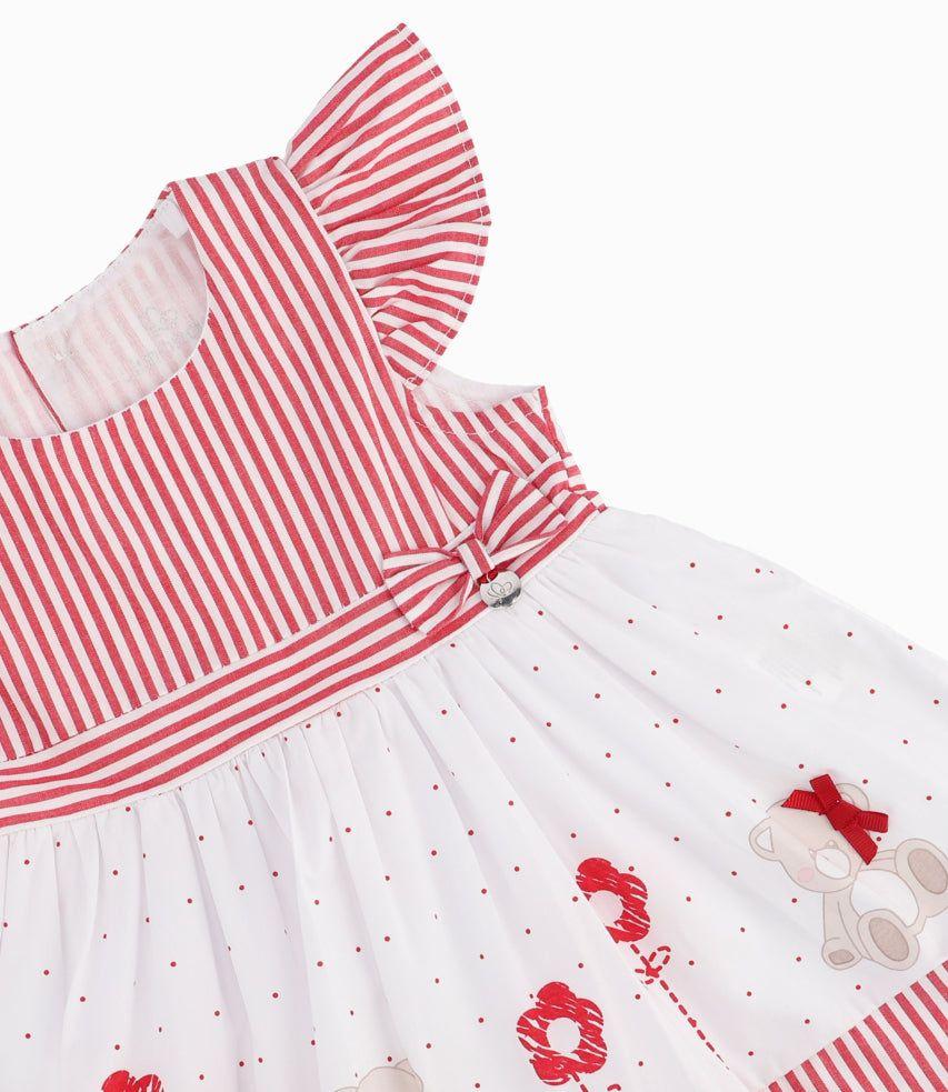 Vestido Recién Nacida Con Flores Y Osos Rojo-2