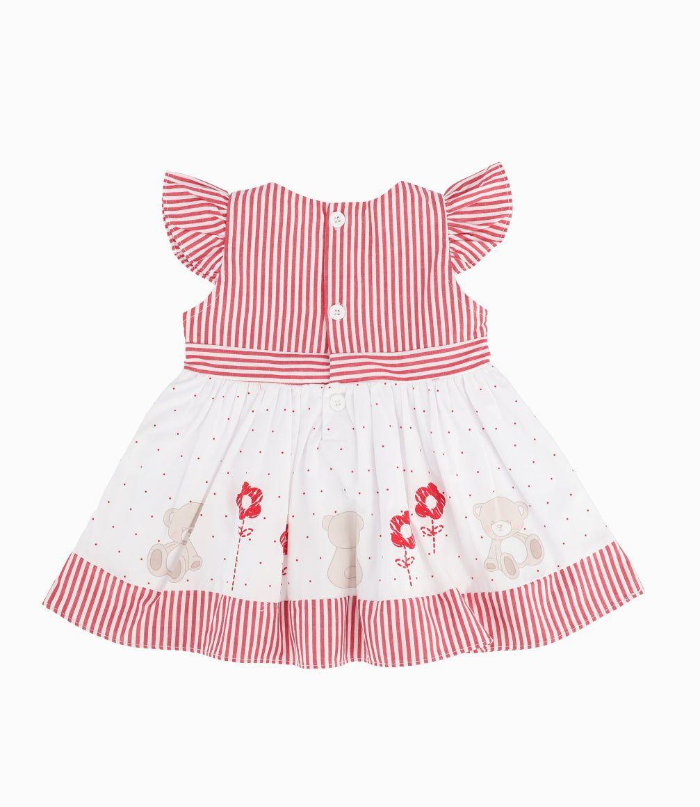 Vestido Recién Nacida Con Flores Y Osos Rojo-3
