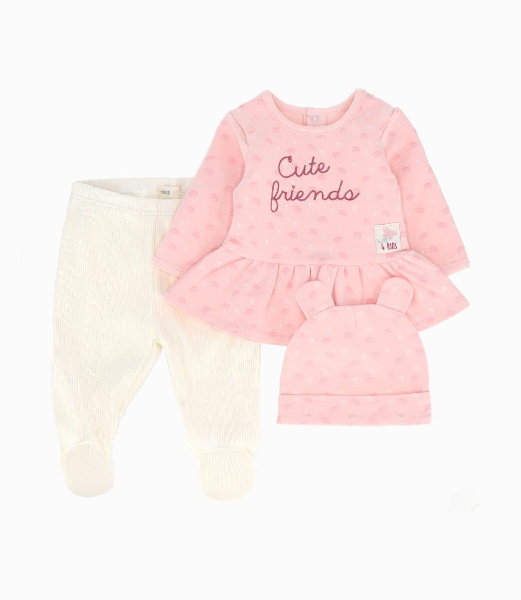 Conjunto recién nacida cute friends rosado 4 Kids-0