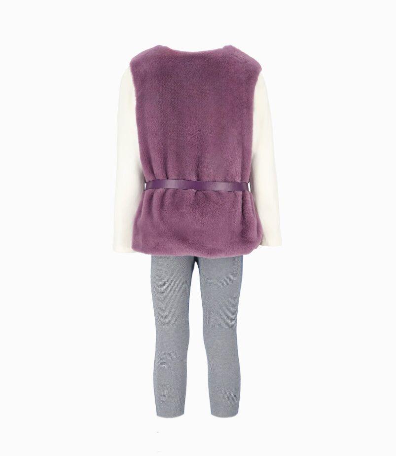 Conjunto niña de chaqueta, polera y calzas morado Limonada-1