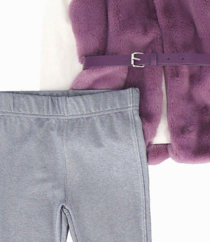 Conjunto niña de chaqueta, polera y calzas morado Limonada-3