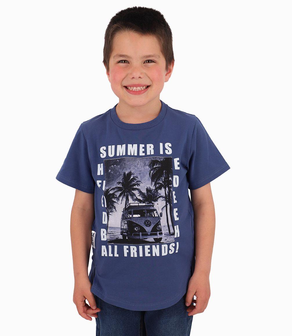 Polera Summer Con Parche Niño Azul Piedra Black and Blue-0