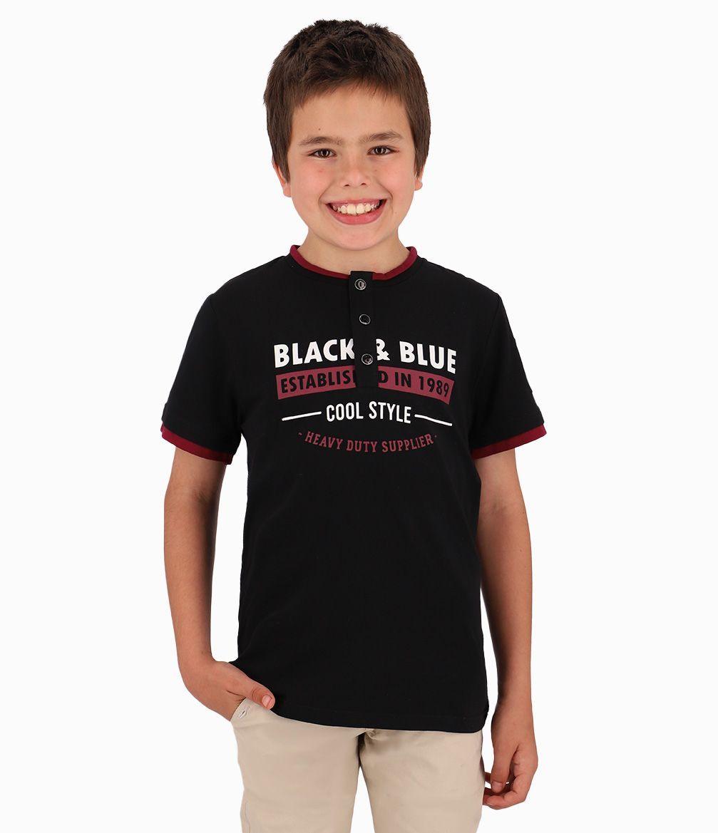 Polera Niño Cool Style Black and Blue Negro-0