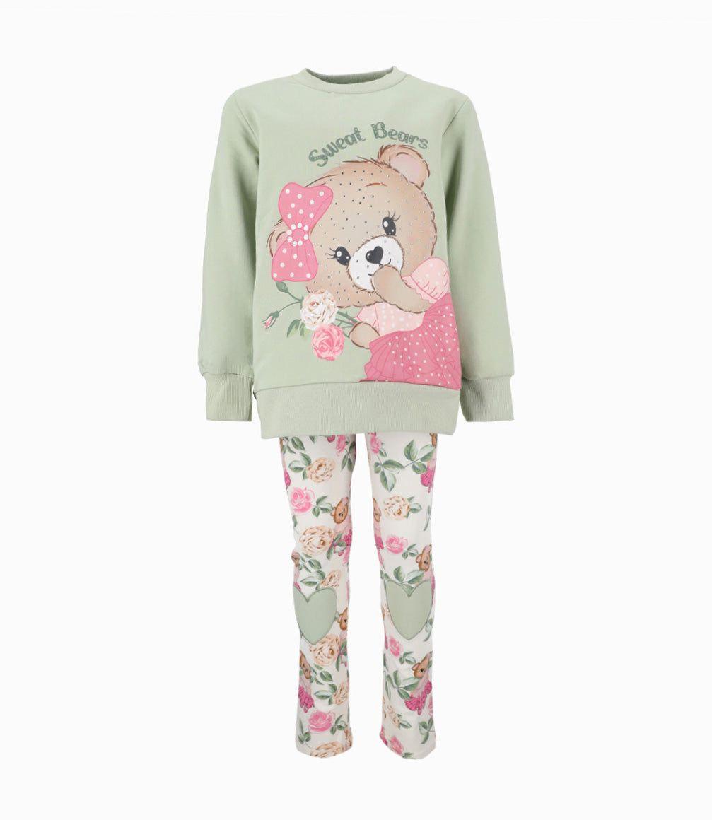 Conjunto niña de polerón y calzas verde Limonada-0