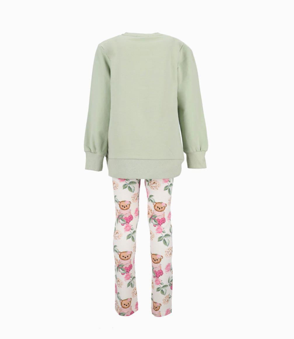 Conjunto niña de polerón y calzas verde Limonada-1